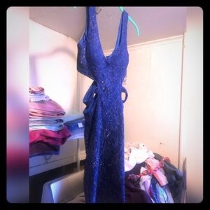 Blue sparkle open sides dress size 7